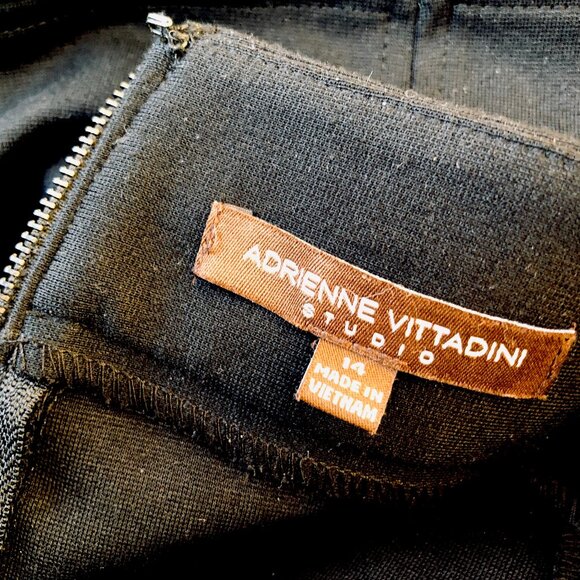 Adrienne Vittadini Studio Black Skirt Knee Length Stitched Pattern - Picture 7 of 13